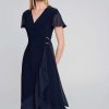 Women Joseph Ribkoff | Signature By Joseph Ribkoff Chiffon Wrap Dress In Midnight 242730