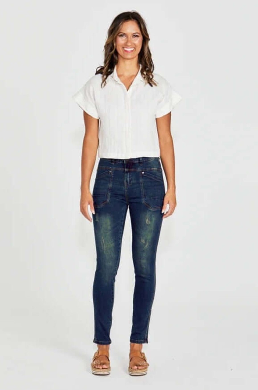 Women New London Jeans | New London Jeans Pinner In Denim