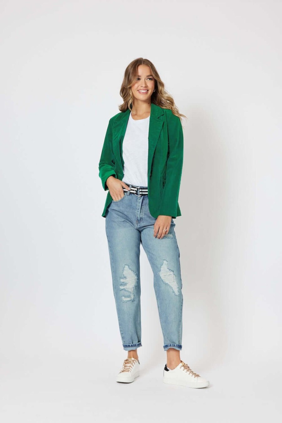 Women Threadz | Threadz Retro Cord Blazer In Green