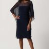 Women Joseph Ribkoff | Joseph Ribkoff Cascading Mesh Sleeve Dress In Midnight 234037