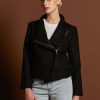 Women Fate & Becker | Fate & Becker Hazy Shade Biker Jacket In Black Boucle