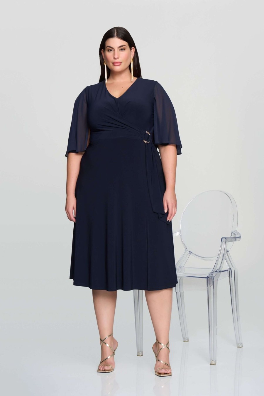 Women Joseph Ribkoff | Signature By Joseph Ribkoff Flare Dress In Midnight 231757