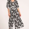 Women Sacha Drake | Sacha Drake Moon Safari Jumpsuit In Black White Tropical