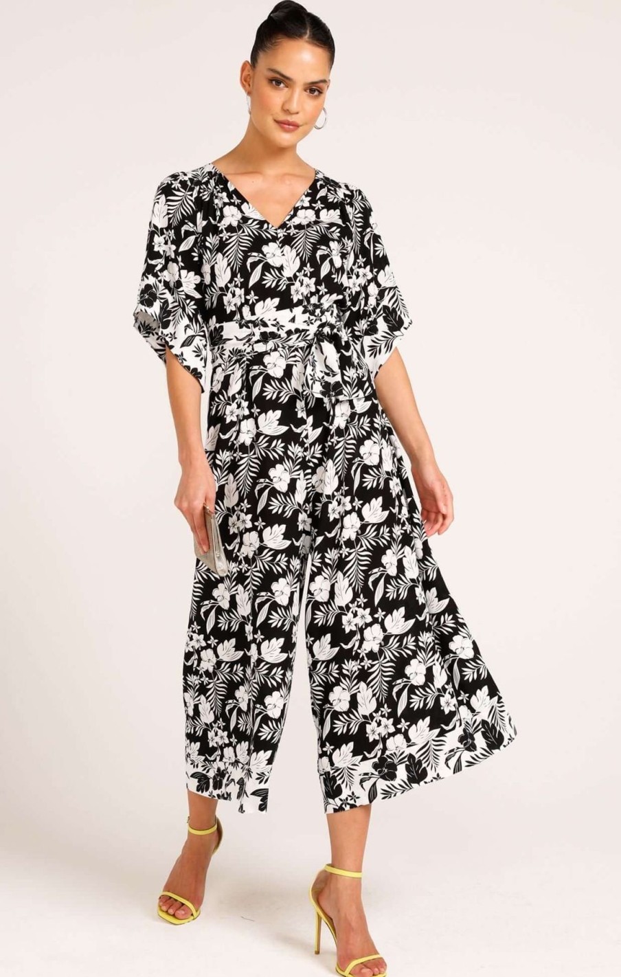 Women Sacha Drake | Sacha Drake Moon Safari Jumpsuit In Black White Tropical