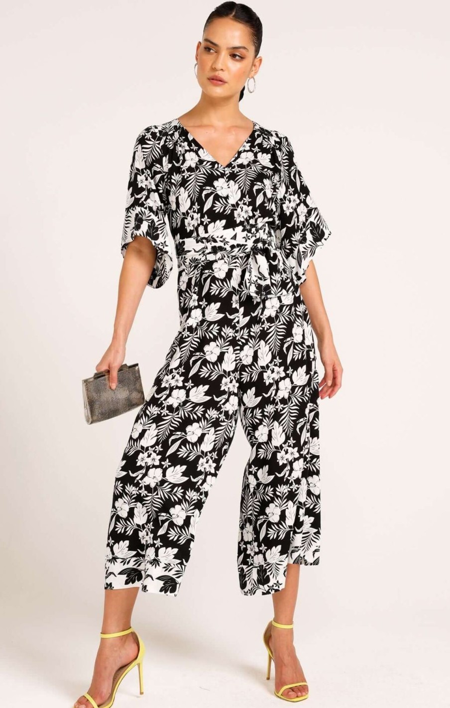 Women Sacha Drake | Sacha Drake Moon Safari Jumpsuit In Black White Tropical