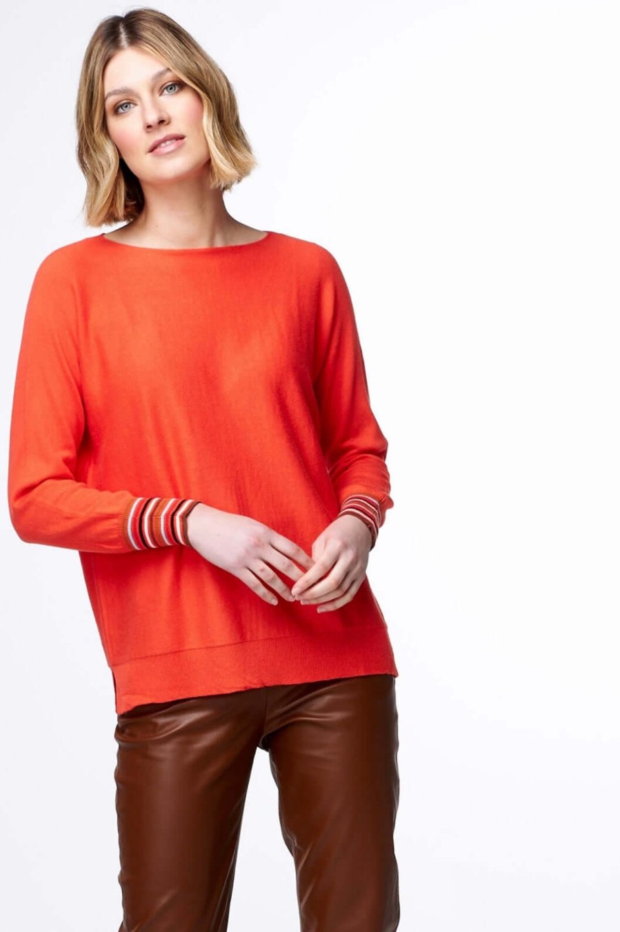 Women Zaket & Plover | Z & P Ottoman Surprise Jumper In Flame Cotton Cashmere