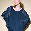 Women Joseph Ribkoff | Signature By Joseph Ribkoff Pleated Cape Dress In Midnight 234705