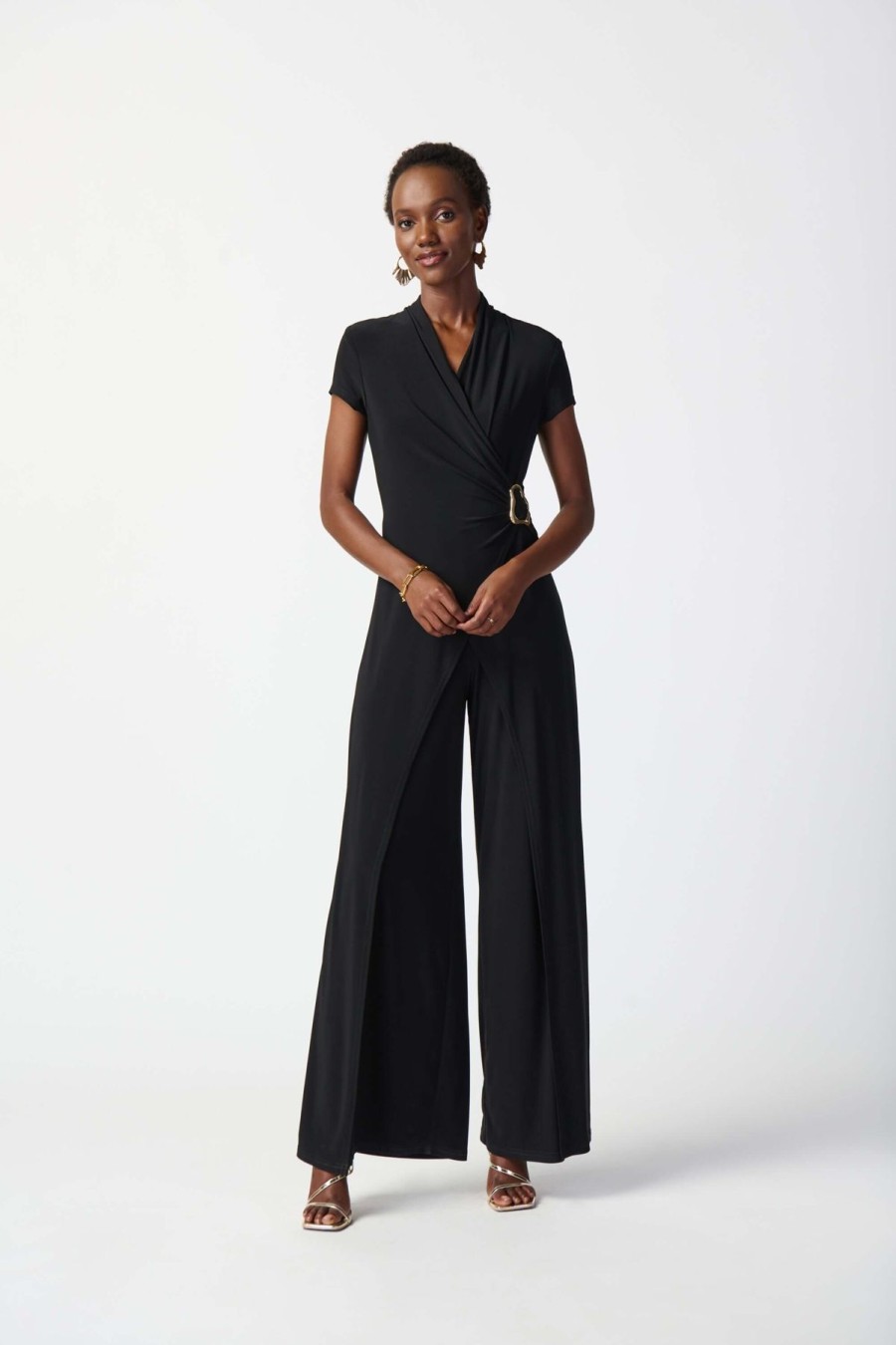 Women Joseph Ribkoff | Joseph Ribkoff Wrap Jumpsuit In Black 241139