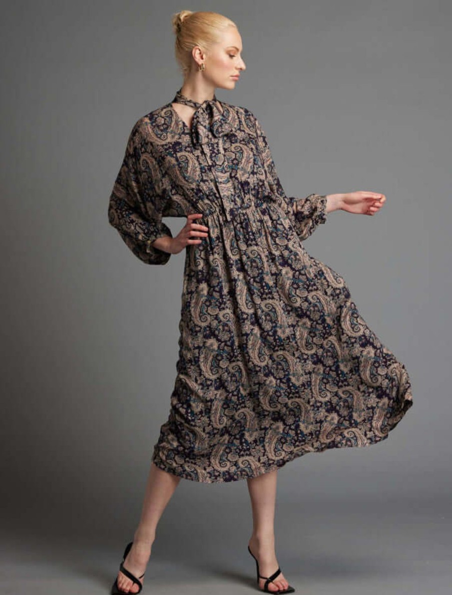 Women Fate & Becker | Fate & Becker Nightfever Bohemian Maxi In Navy Paisley