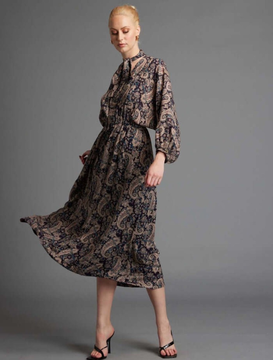 Women Fate & Becker | Fate & Becker Nightfever Bohemian Maxi In Navy Paisley