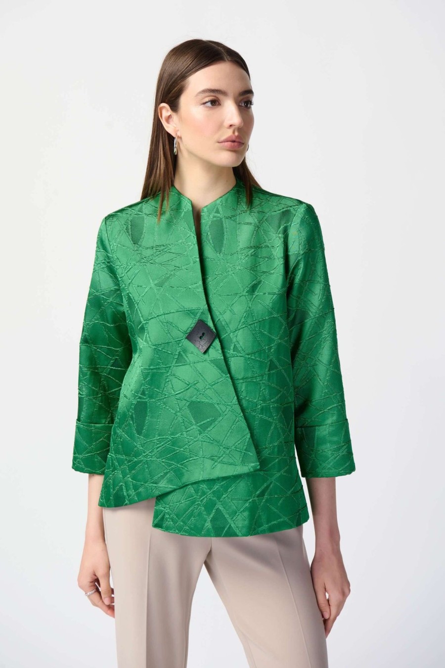 Women Joseph Ribkoff | Joseph Ribkoff Jacquard Swing Jacket In Island Green 241263