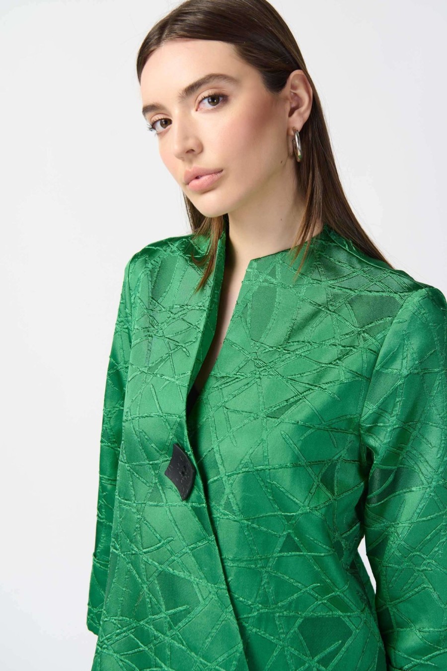 Women Joseph Ribkoff | Joseph Ribkoff Jacquard Swing Jacket In Island Green 241263