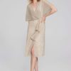 Women Joseph Ribkoff | Signature By Joseph Ribkoff Pleated Dress In Champagne Gold 241714