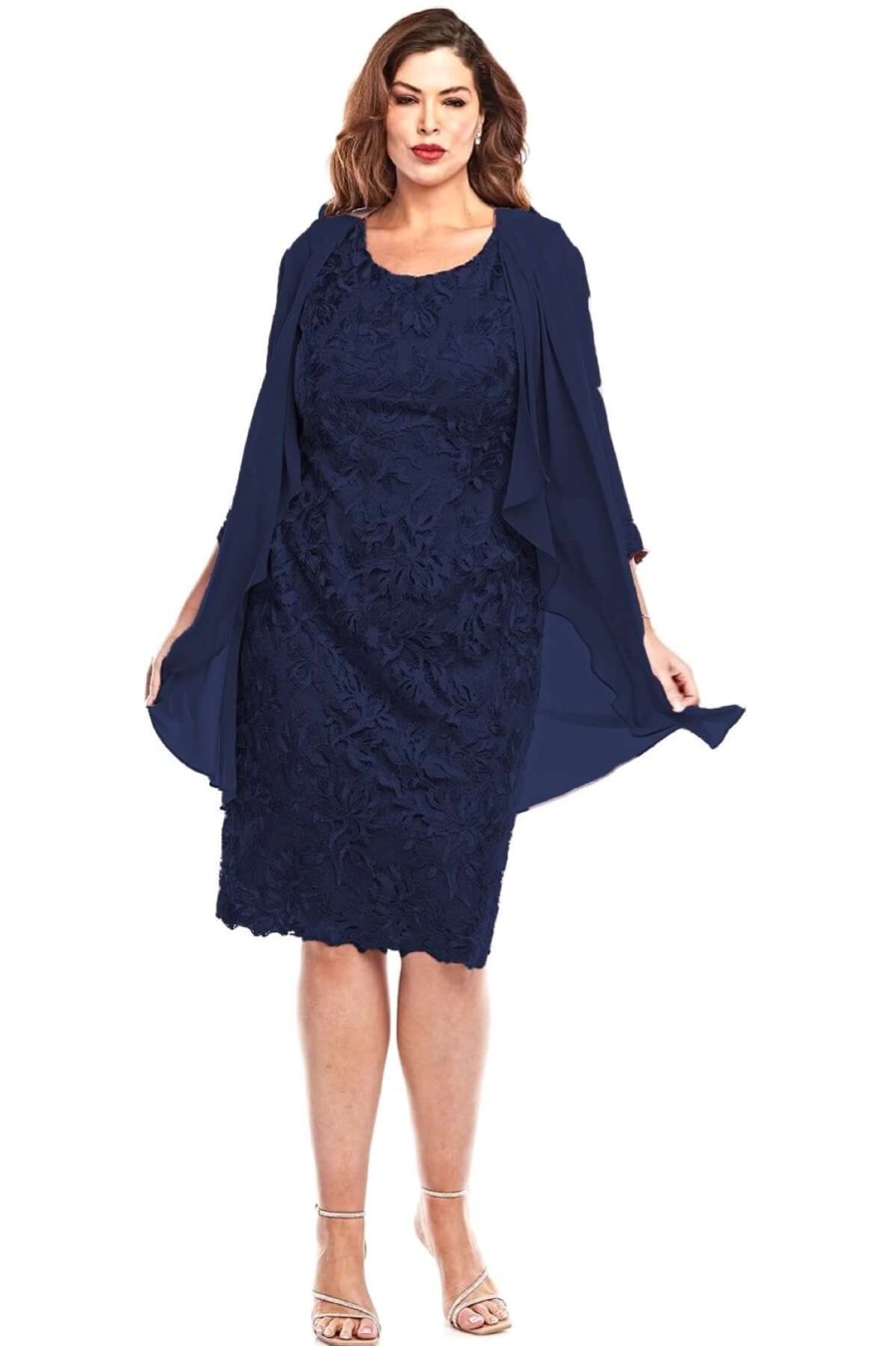 Women Layla Jones | Layla Jones Embroidered Lace Dress & Jacket In Midnight