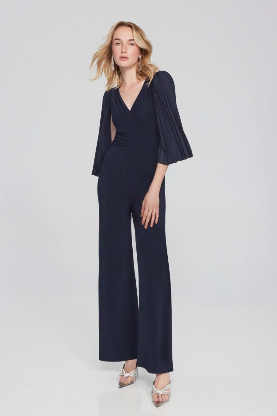 Women Joseph Ribkoff | Signature By Joseph Ribkoff Pleat Jumpsuit In Midnight 241782