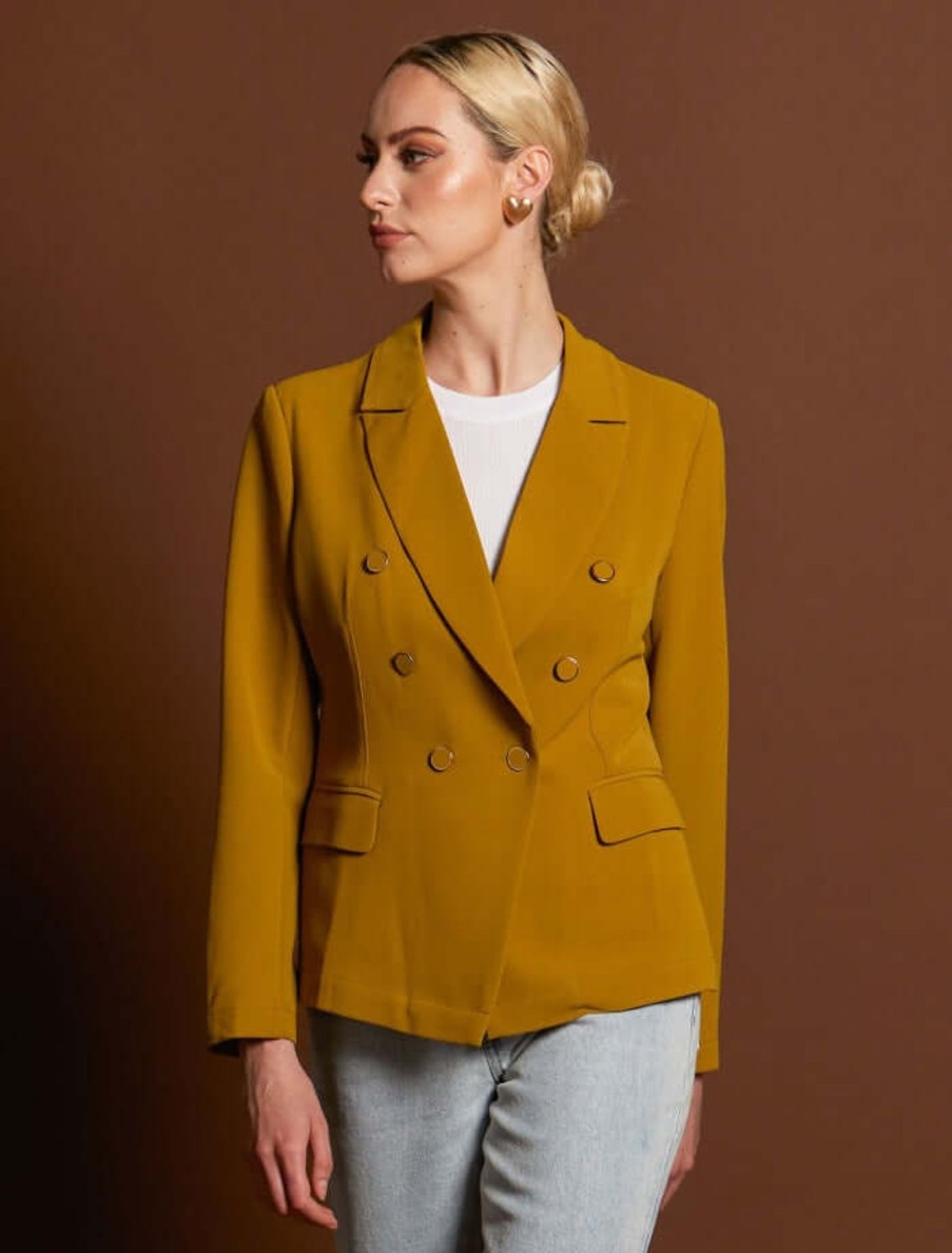 Women Fate & Becker | Fate & Becker Brightside Structured Blazer In Chartreuse