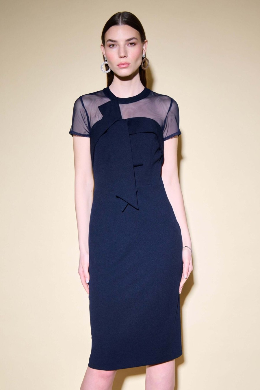 Women Joseph Ribkoff | Signature By Joseph Ribkoff Bow Dress In Midnight 234715