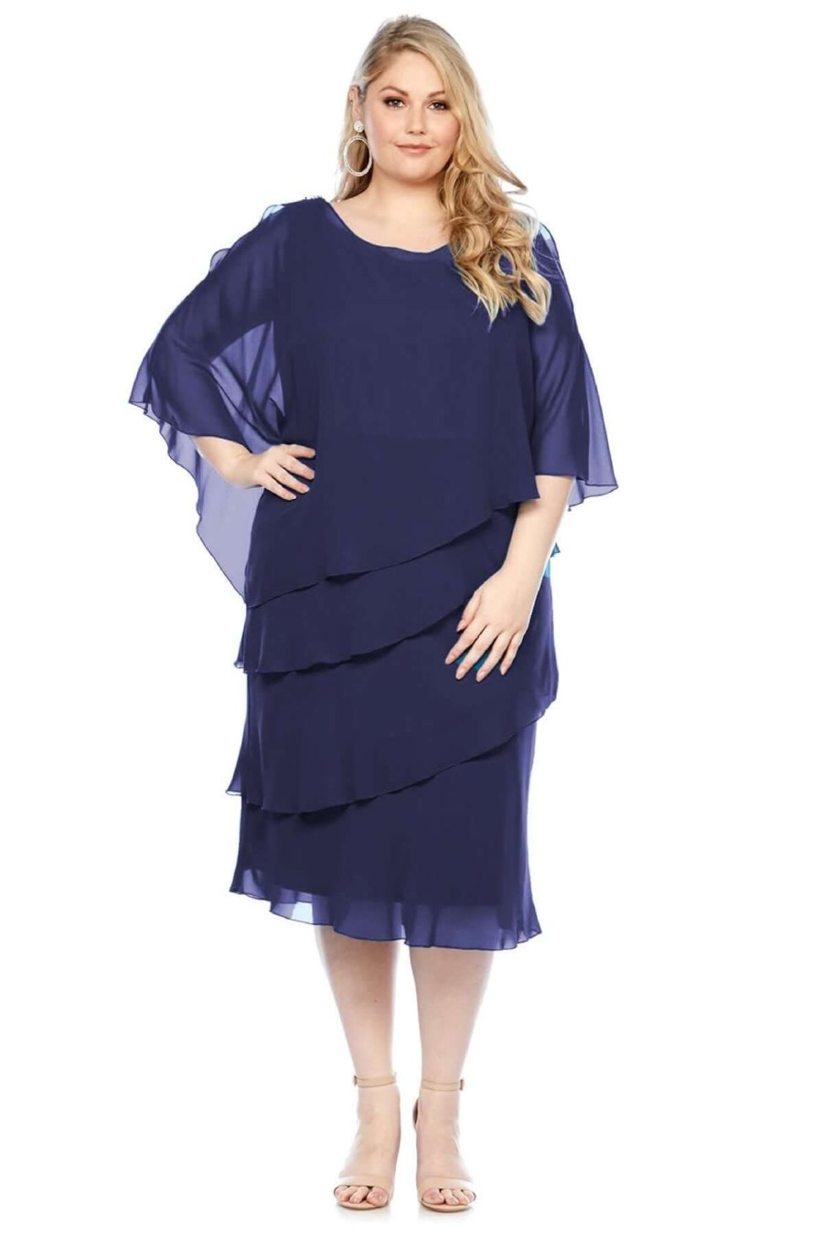 Women Layla Jones | Layla Jones Chiffon Layered Dress In Midnight