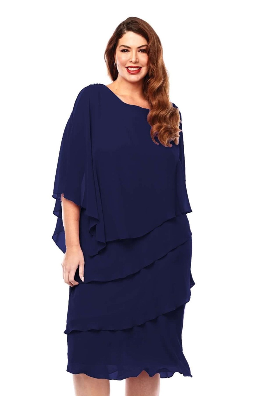 Women Layla Jones | Layla Jones Chiffon Layered Dress In Midnight