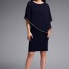 Women Joseph Ribkoff | Signature By Joseph Ribkoff Cape Dress In Midnight 223762