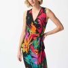 Women Joseph Ribkoff | Joseph Ribkoff Wrap Dress In Black Tropical Brights 242012