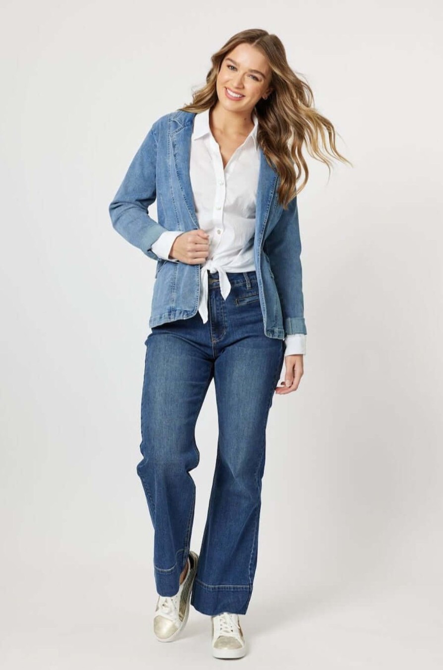 Women Threadz | Threadz Denim Blazer In Denim