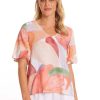 Women Marco Polo | Marco Polo Elbow Top In Abstract Motion