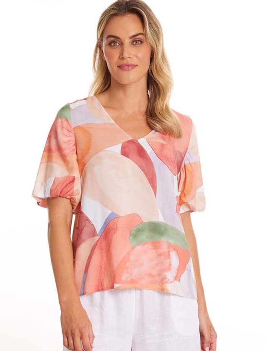 Women Marco Polo | Marco Polo Elbow Top In Abstract Motion