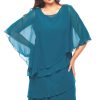 Women Layla Jones | Layla Jones Chiffon Layered Dress In Emerald