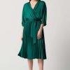 Women Joseph Ribkoff | Joseph Ribkoff Satin Fit & Flare Dress In True Emerald 234265