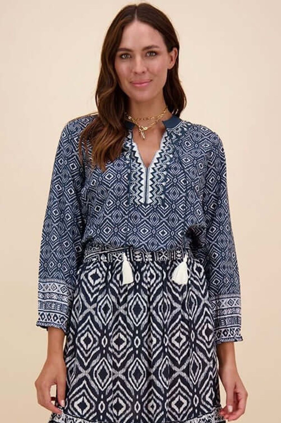 Women Ruby Ya Ya | Ruby Ya Ya Aztec Shirt In Navy