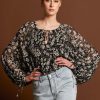 Women Fate & Becker | Fate & Becker Beautiful Soul Balloon Sleeve Boho Top In Mono Floral