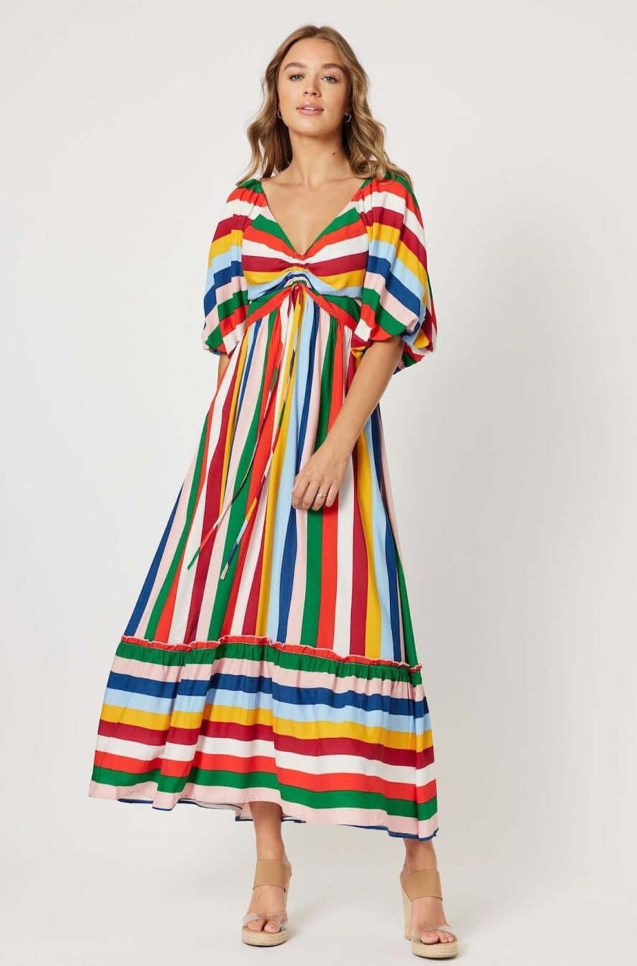 Women Threadz | Threadz Fiesta Dress In Multi Stripe