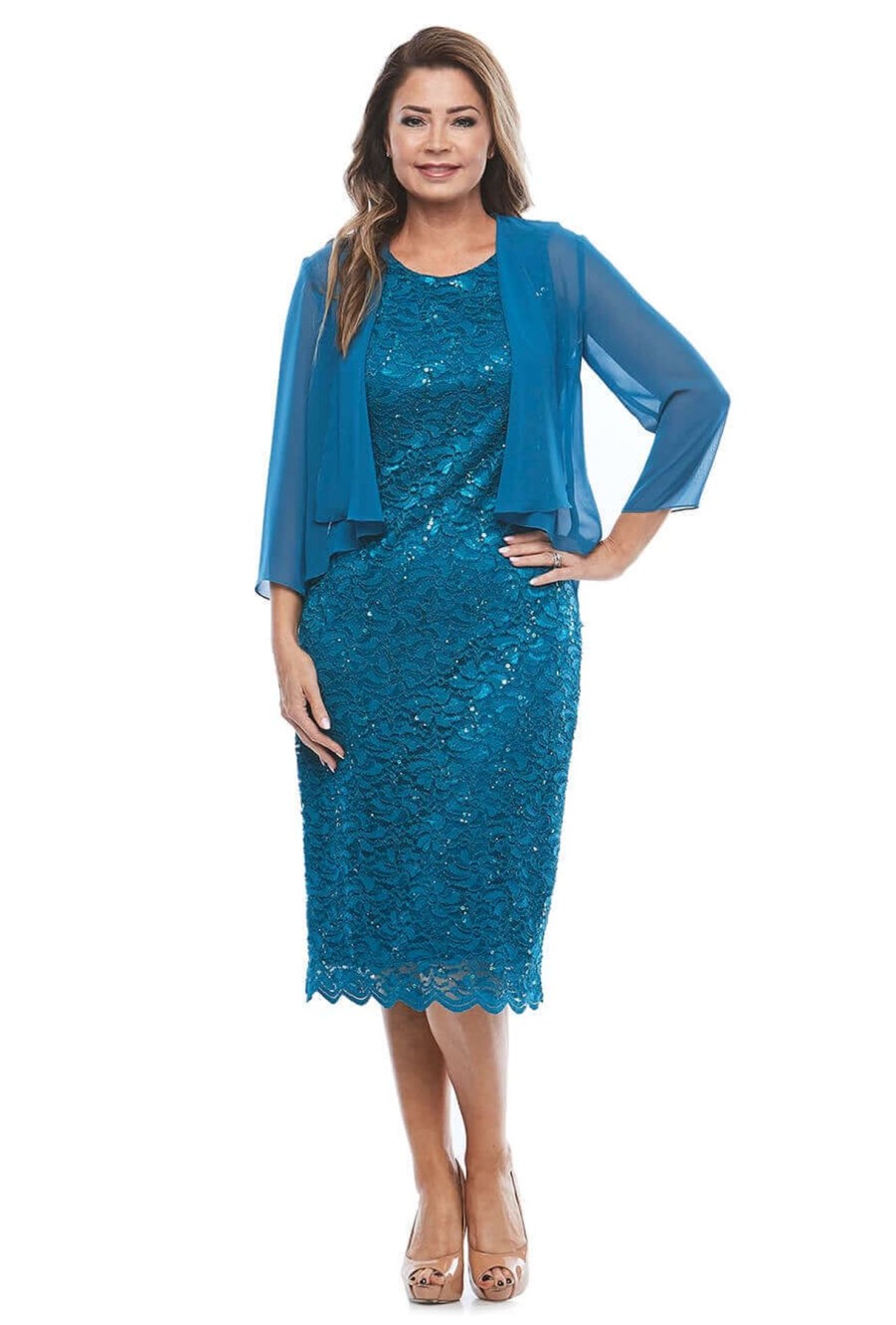 Women Jesse Harper | Jesse Harper Sequin Dress & Bolero In Sapphire