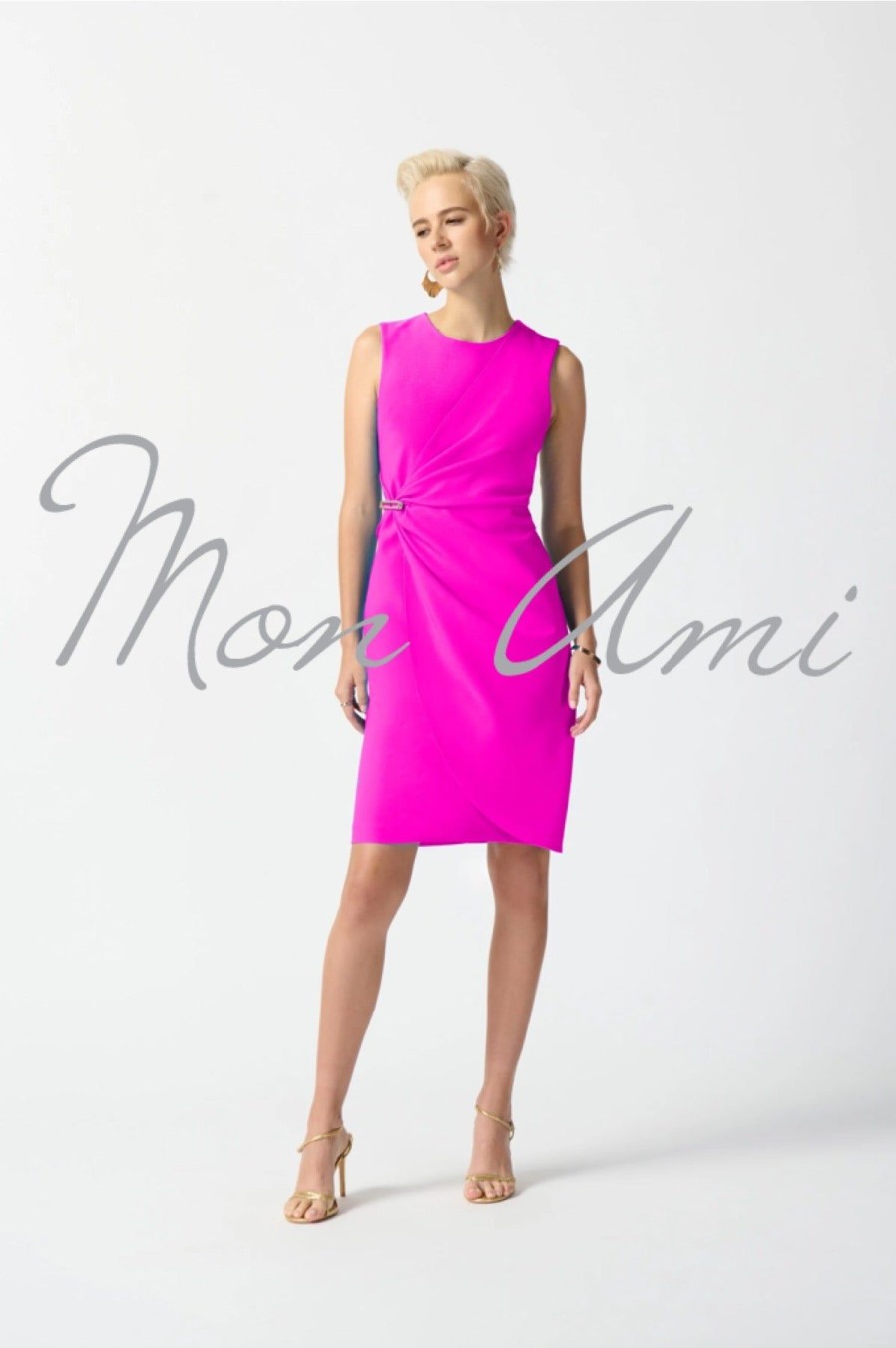 Women Joseph Ribkoff | Joseph Ribkoff Lux Twill Buckle Dress In Ultra Pink 242151