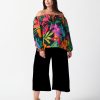 Women Joseph Ribkoff | Joseph Ribkoff Flared Top In Black Tropical Brights 242175