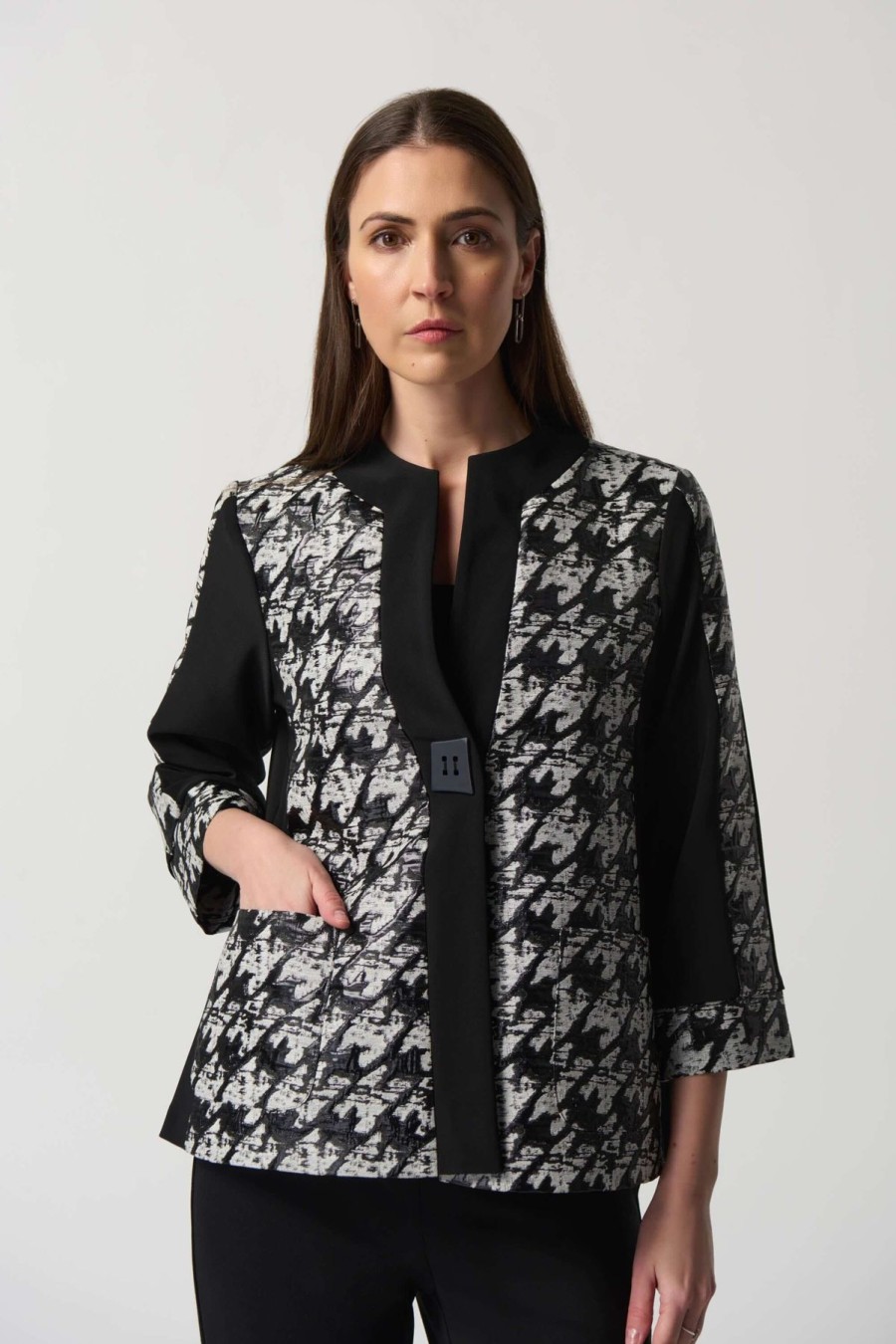 Women Joseph Ribkoff | Joseph Ribkoff Colour-Block Jacket In Black & White 233157