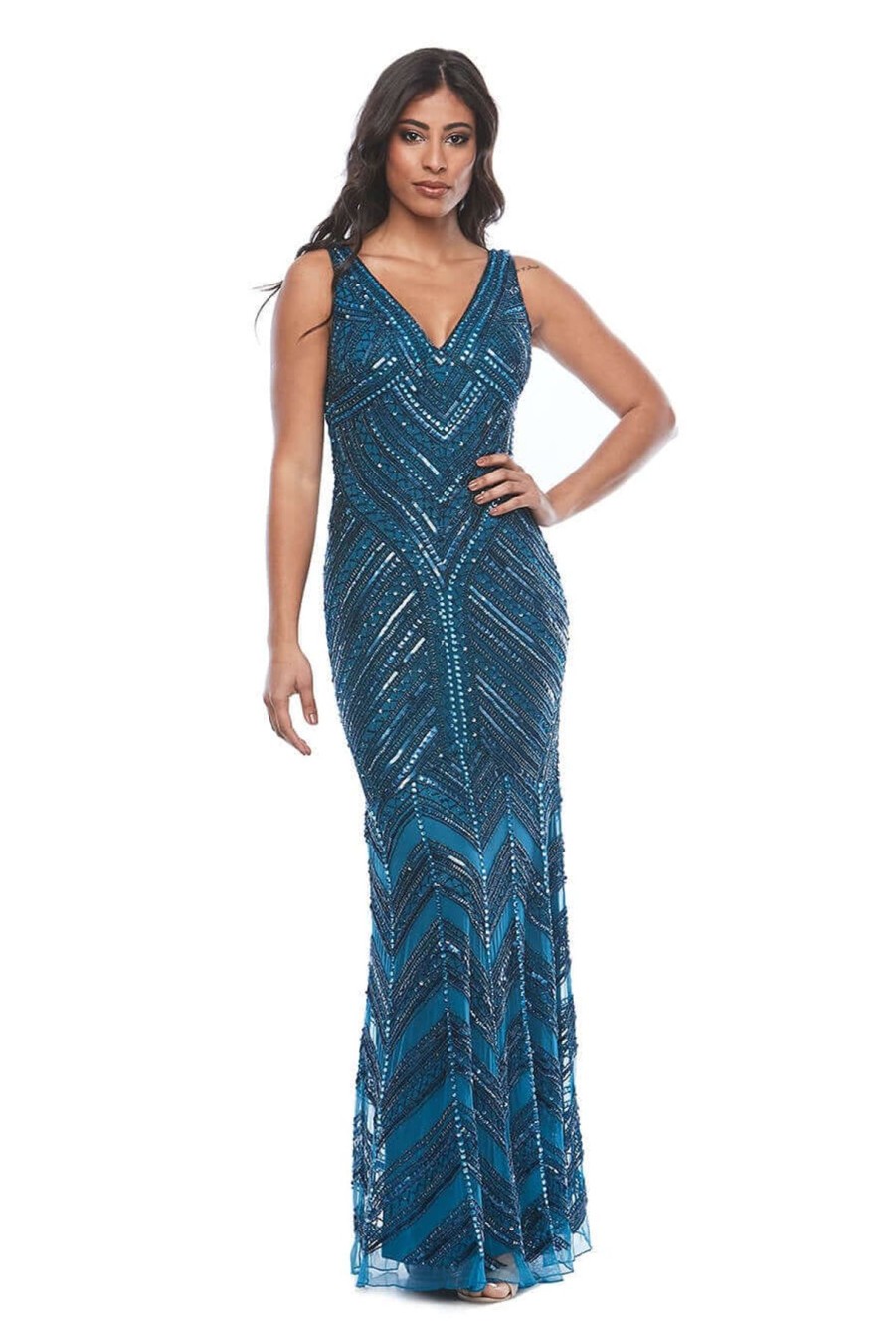 Women Zaliea | Zaliea Beaded Gown In Sapphire