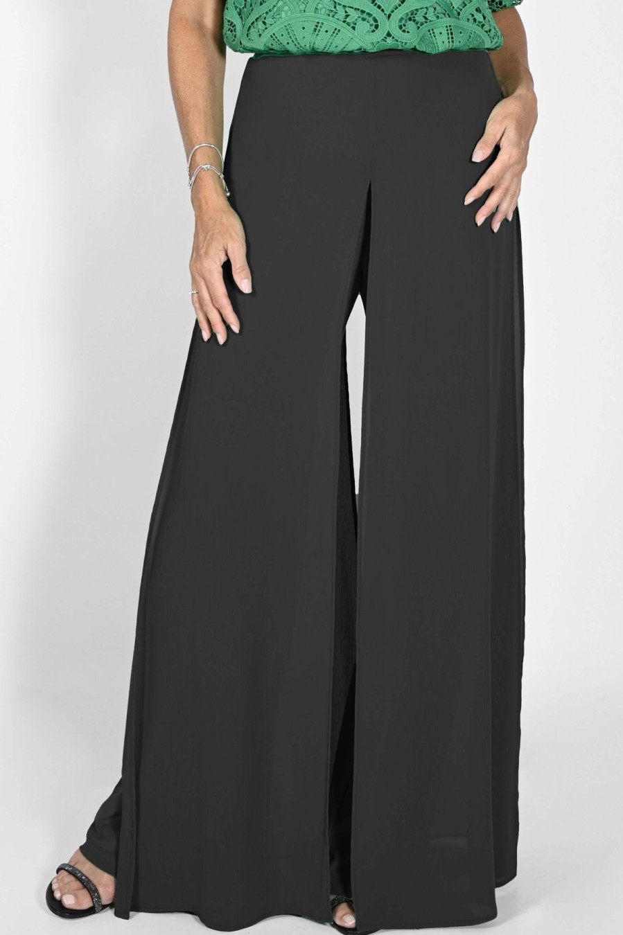 Women Frank Lyman | Lyman By Frank Lyman Overlay Pant In Black 232215