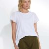 Women Marco Polo | Marco Polo Lace Sleeve Tee In White