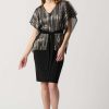 Women Joseph Ribkoff | Joseph Ribkoff Foiled Layered Dress In Black Gold 234285