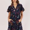 Women Ruby Ya Ya | Ruby Ya Ya Barsi Tier Dress In Navy