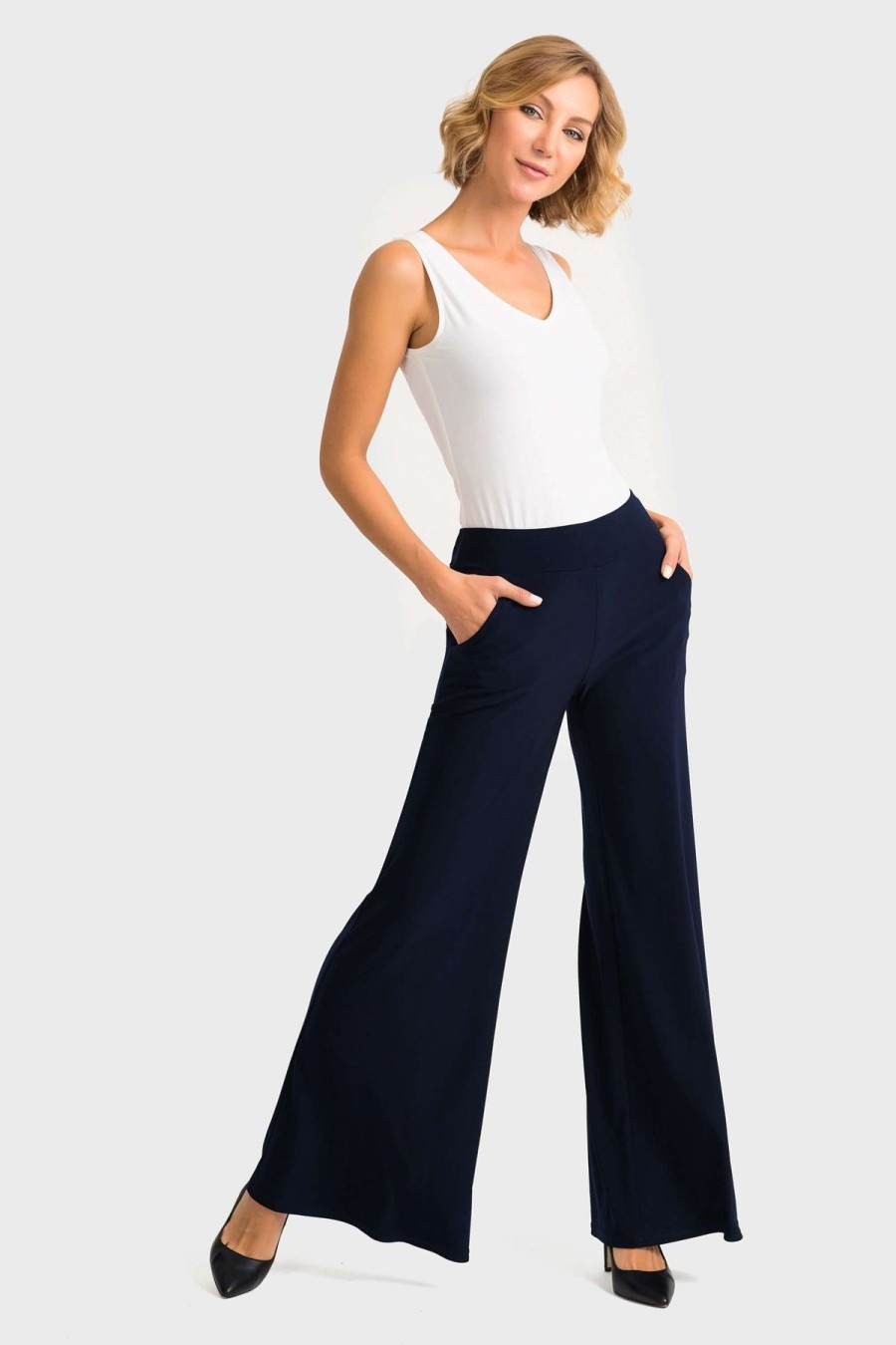 Women Joseph Ribkoff | Joseph Ribkoff Classic Palazzo Pant In Midnight 161096