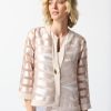 Women Joseph Ribkoff | Signature By Joseph Ribkoff Shadow Stripe Organza Jacket In Silky Beige 242170