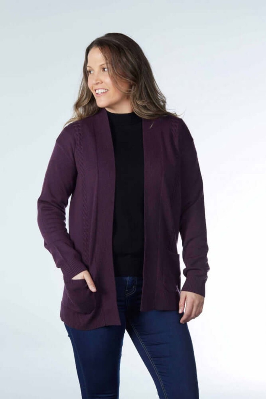 Women Notting Hill | Notting Hill Cable Cardi In Aubergine