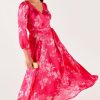 Women Sacha Drake | Sacha Drake Lotus Flower Wrap Dress In Hot Pink Floral