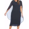 Women Jesse Harper | Jesse Harper Cape Dress In Midnight Jh0338