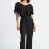 Women Joseph Ribkoff | Joseph Ribkoff Layered Chiffon Cape Sleeve Top In Black 241020