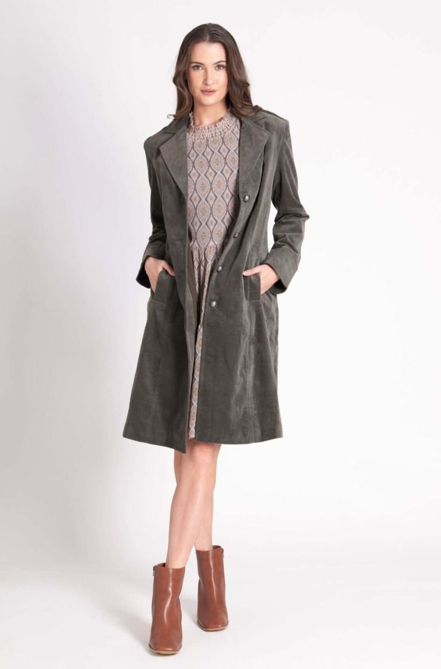 Women Foil | Foil Of Your Own Accord Coat In Sage