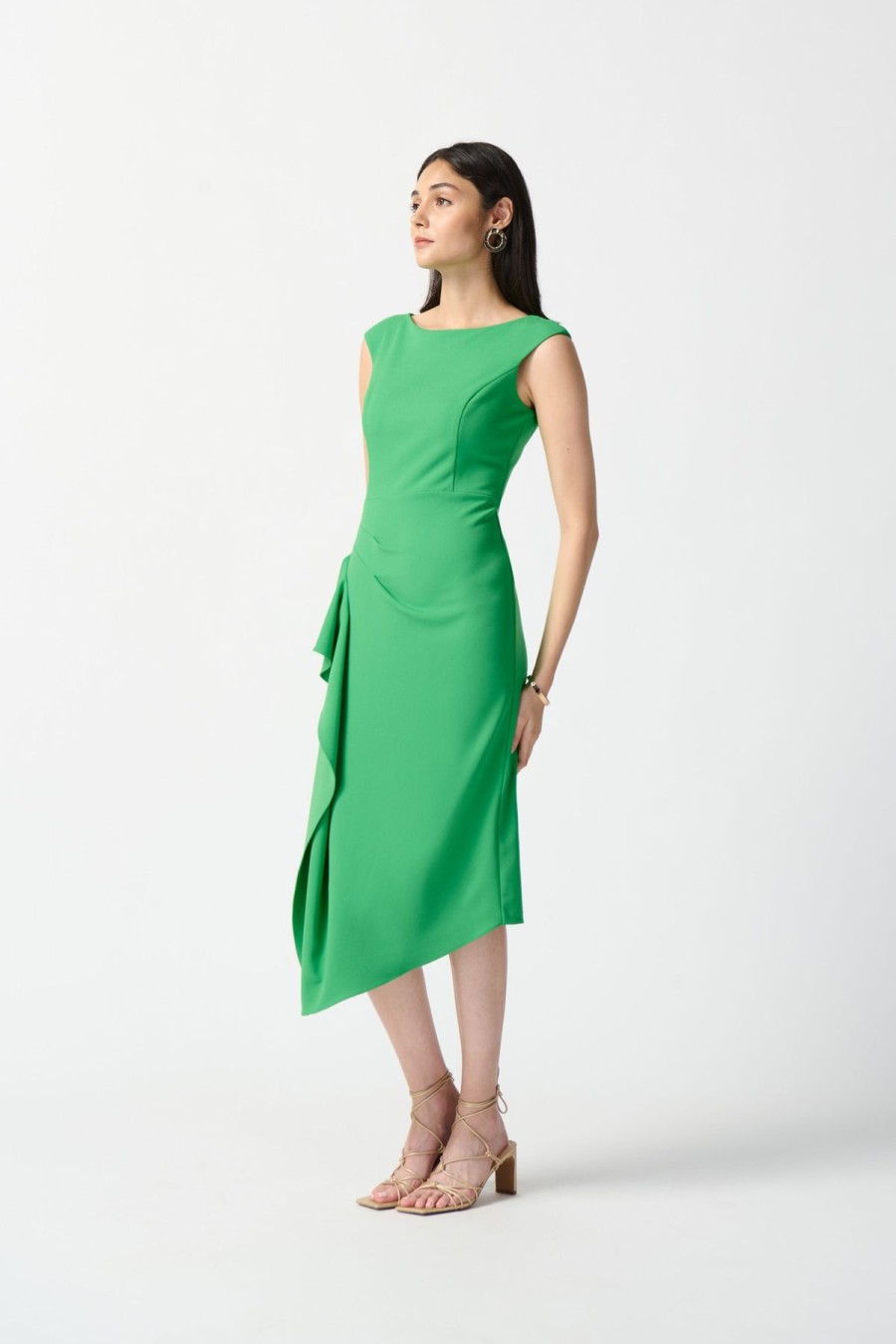 Women Joseph Ribkoff | Joseph Ribkoff Scuba Crepe Cascade Dress In Island Green 242238